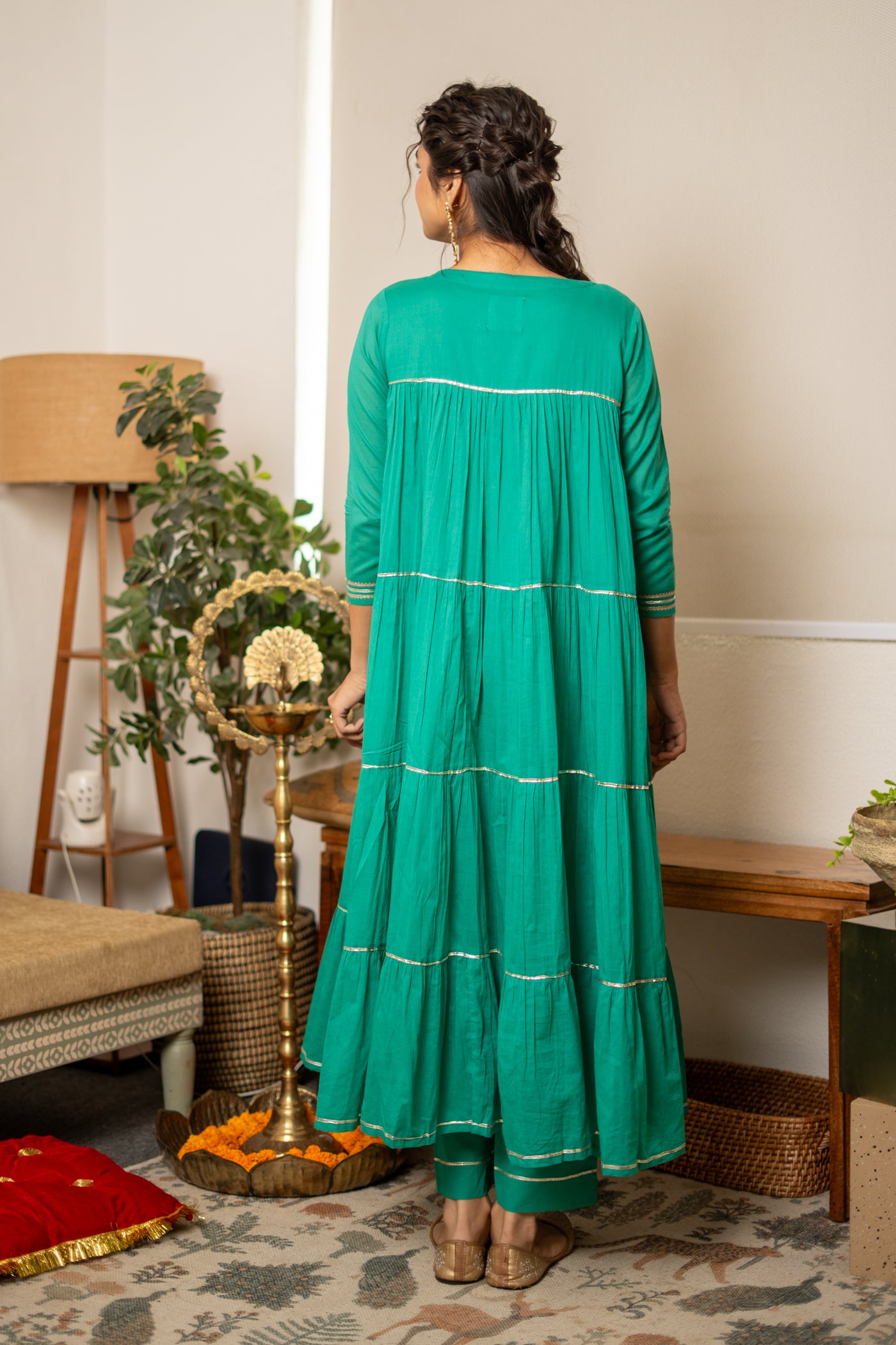 TEAL TIERED KUTRA SET OF 2