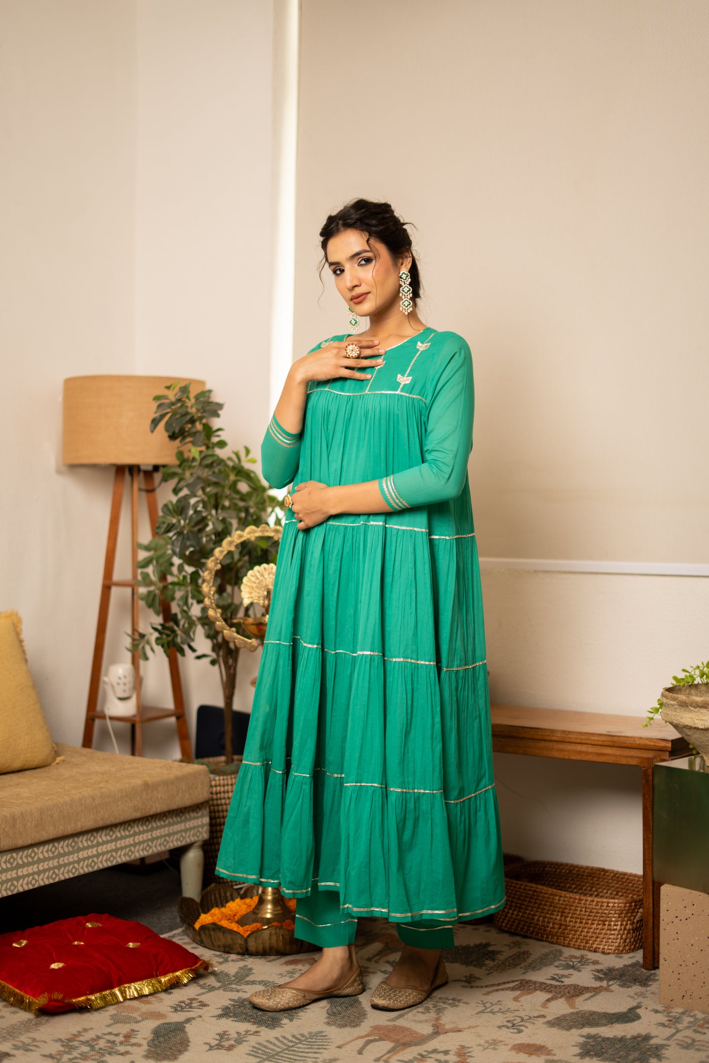 TEAL TIERED KUTRA SET OF 2