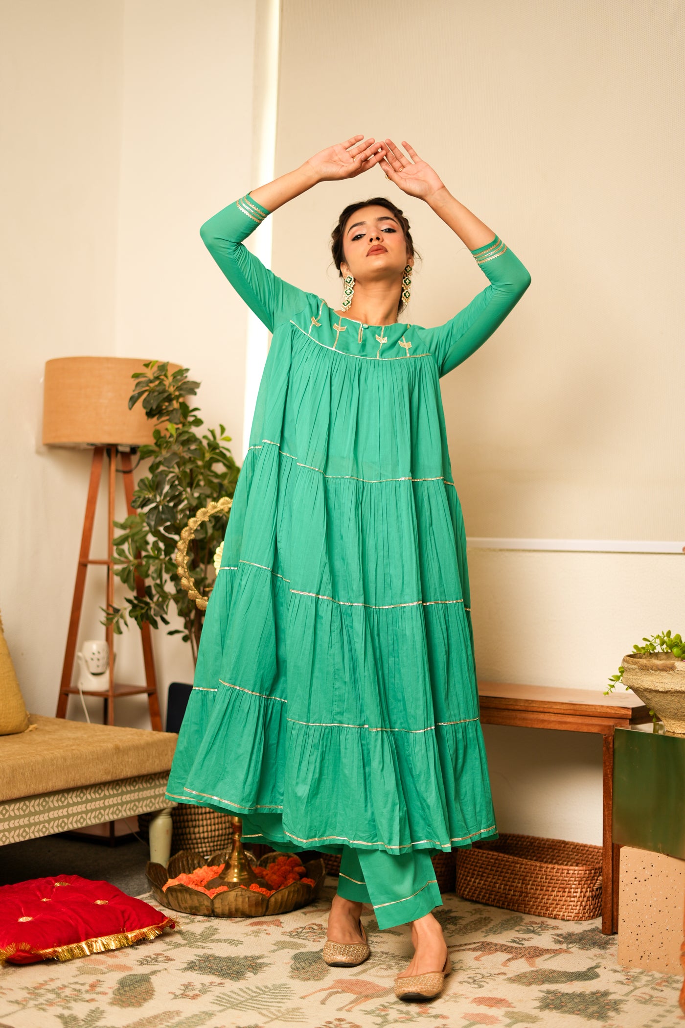 TEAL TIERED KUTRA SET OF 2