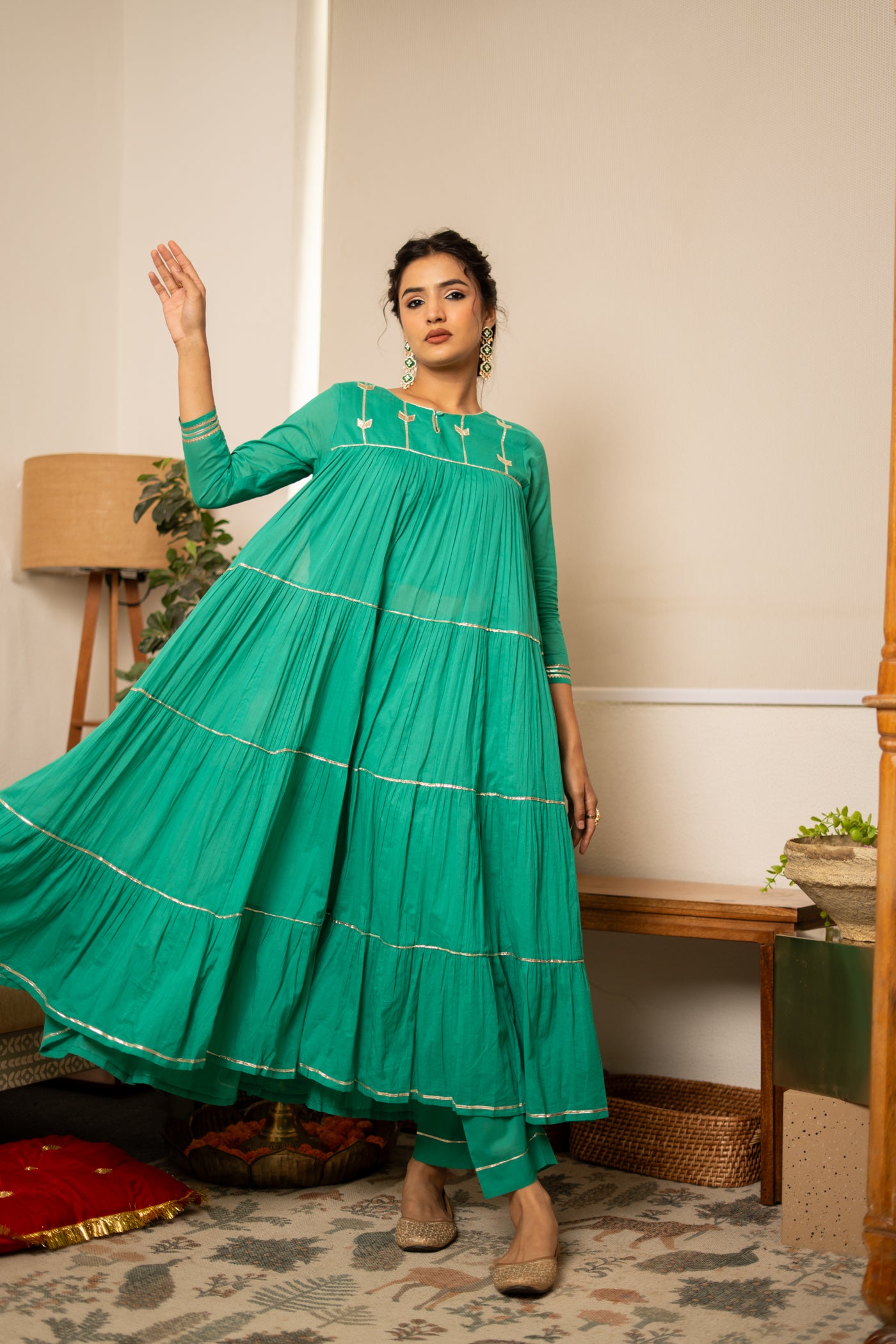 TEAL TIERED KUTRA SET OF 2