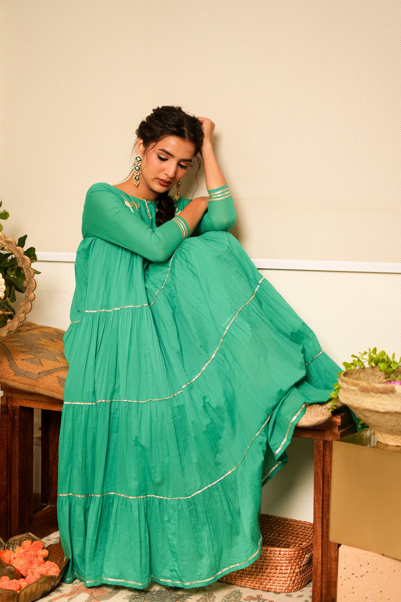 TEAL TIERED KUTRA SET OF 2