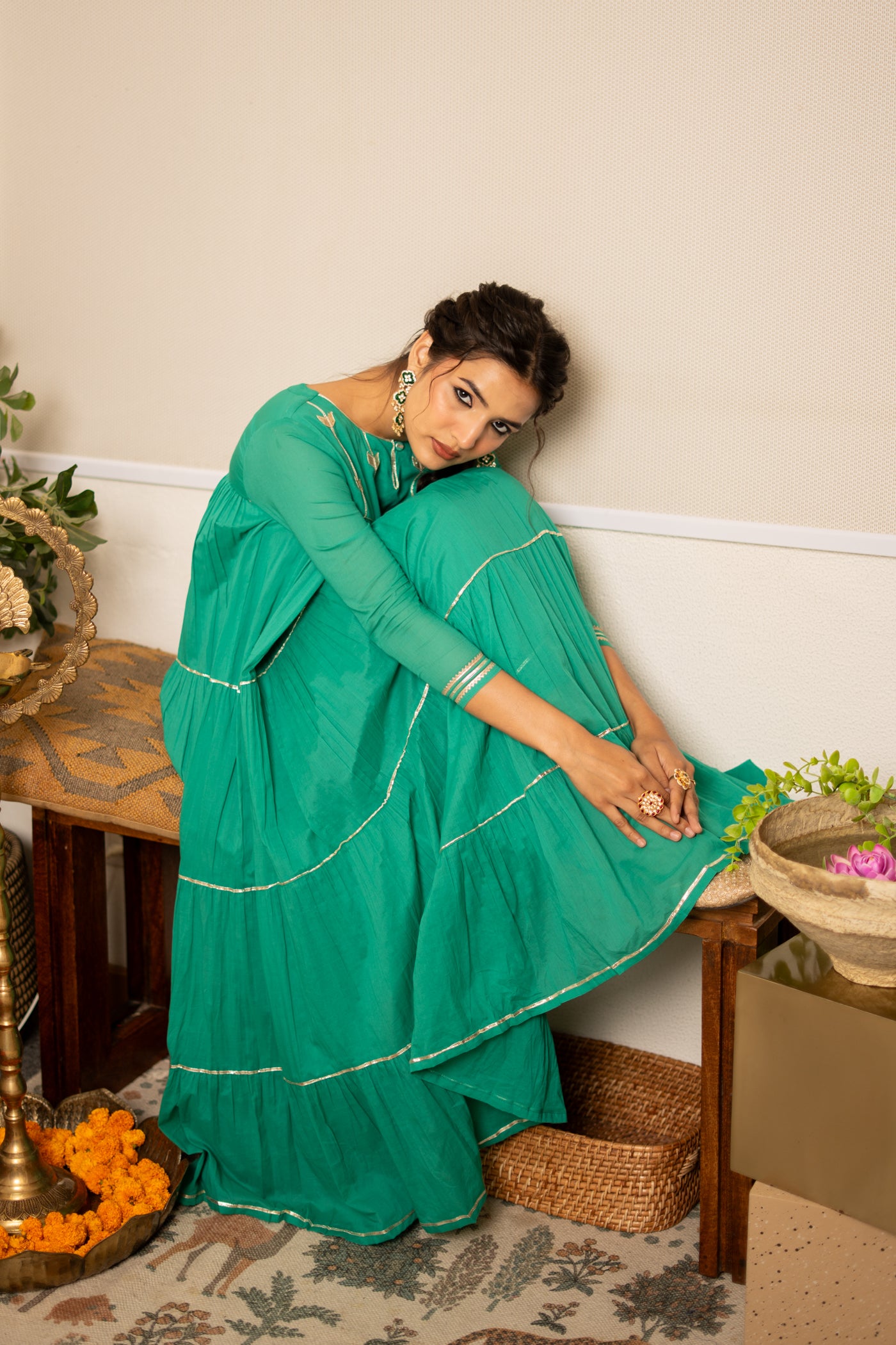 TEAL TIERED KUTRA SET OF 2