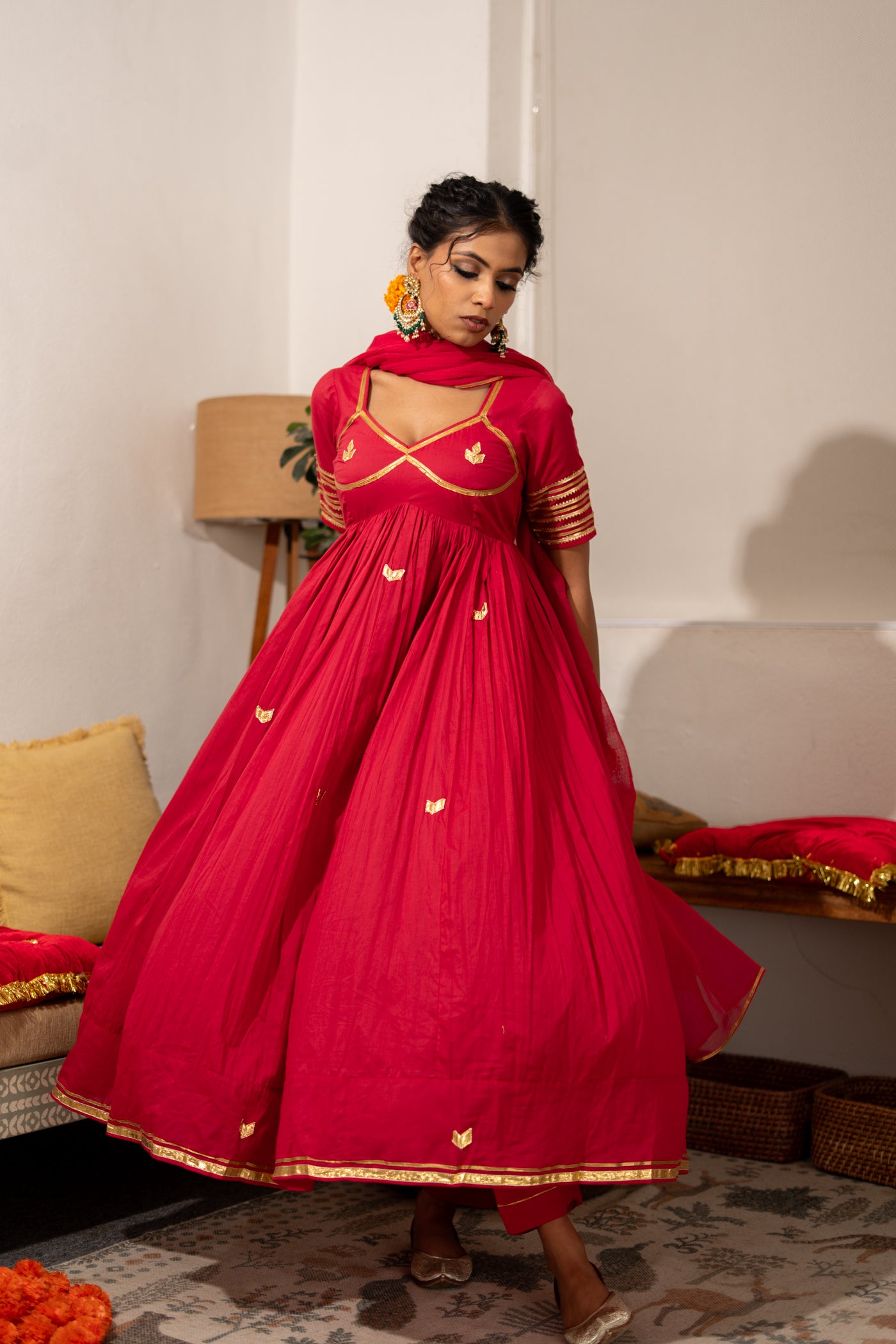RED AANGI ANARKALI SET OF 3