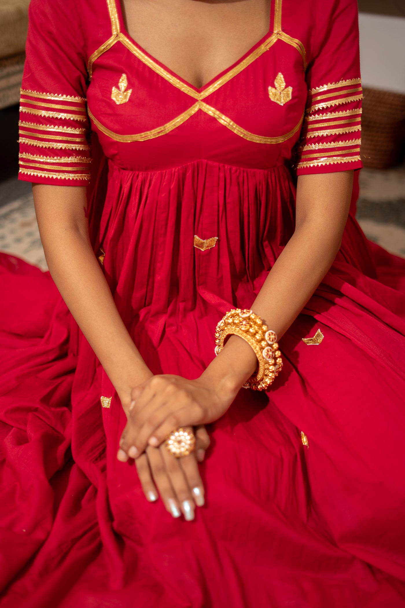 RED AANGI ANARKALI SET OF 3