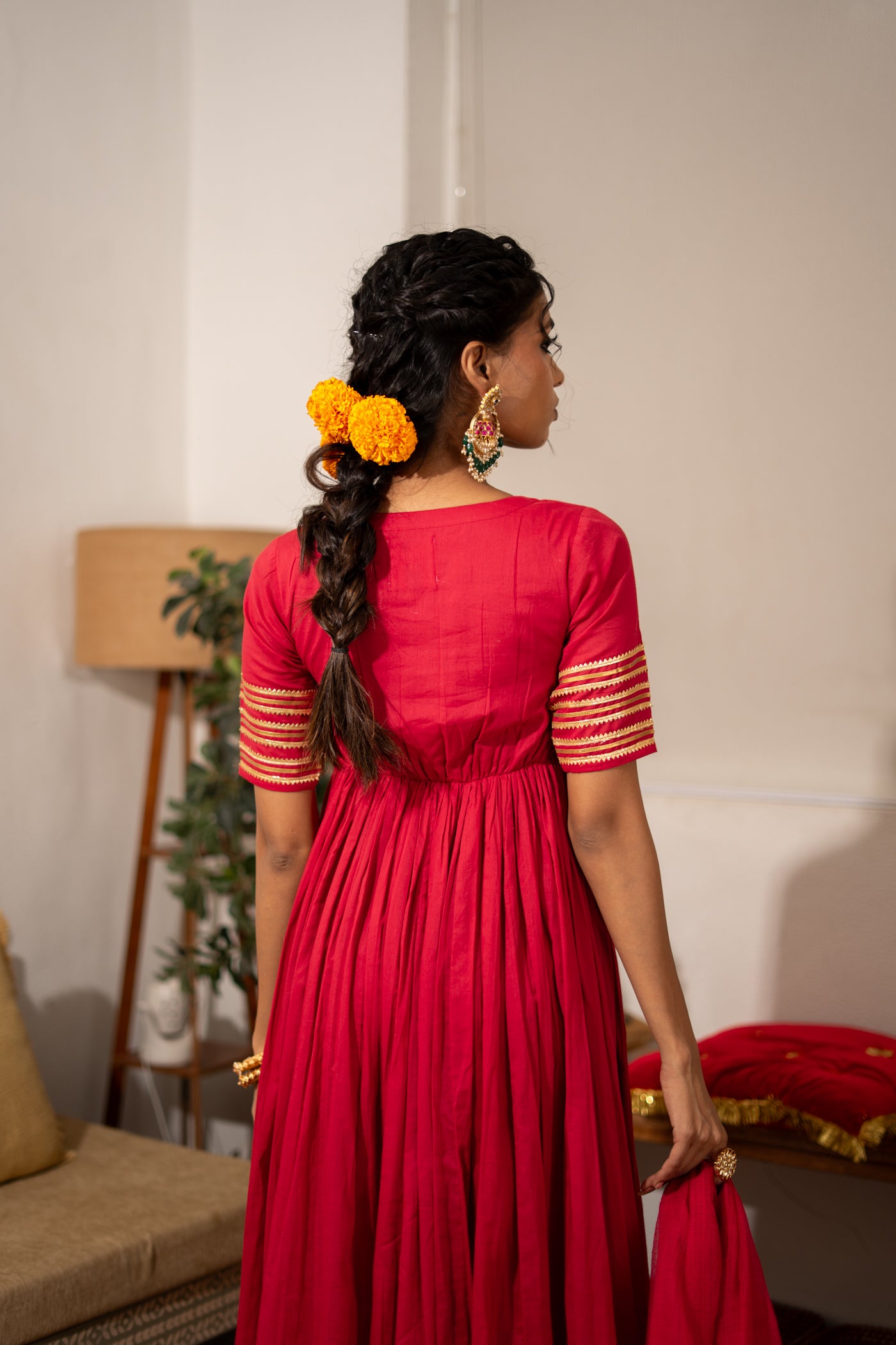 RED AANGI ANARKALI SET OF 3