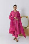 Gulrang Pink Lurex Round Neck Anarkali Set