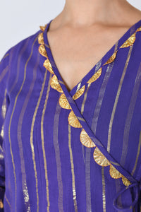 Chamak V-neck Purple Lurex Angrakha Anarkali