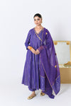 Chamak V-neck Purple Lurex Angrakha Anarkali