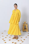 Arti Yellow Lurex Dress with tie-up loose fitted Koti