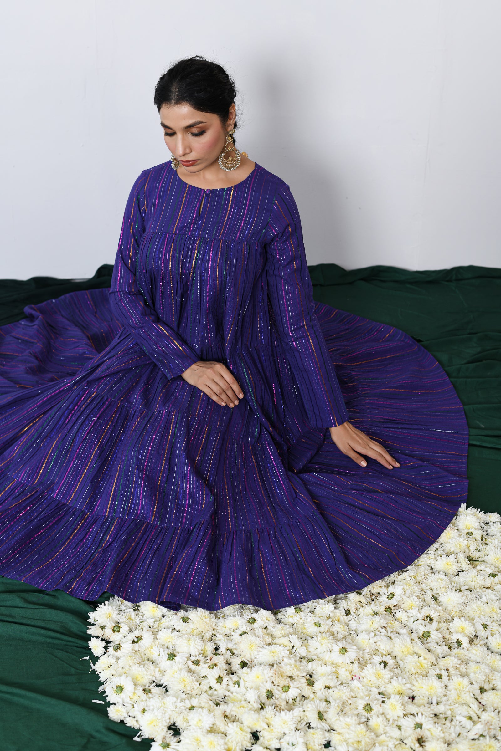 Phuljhari Purple multicolor zari Lurex with pants