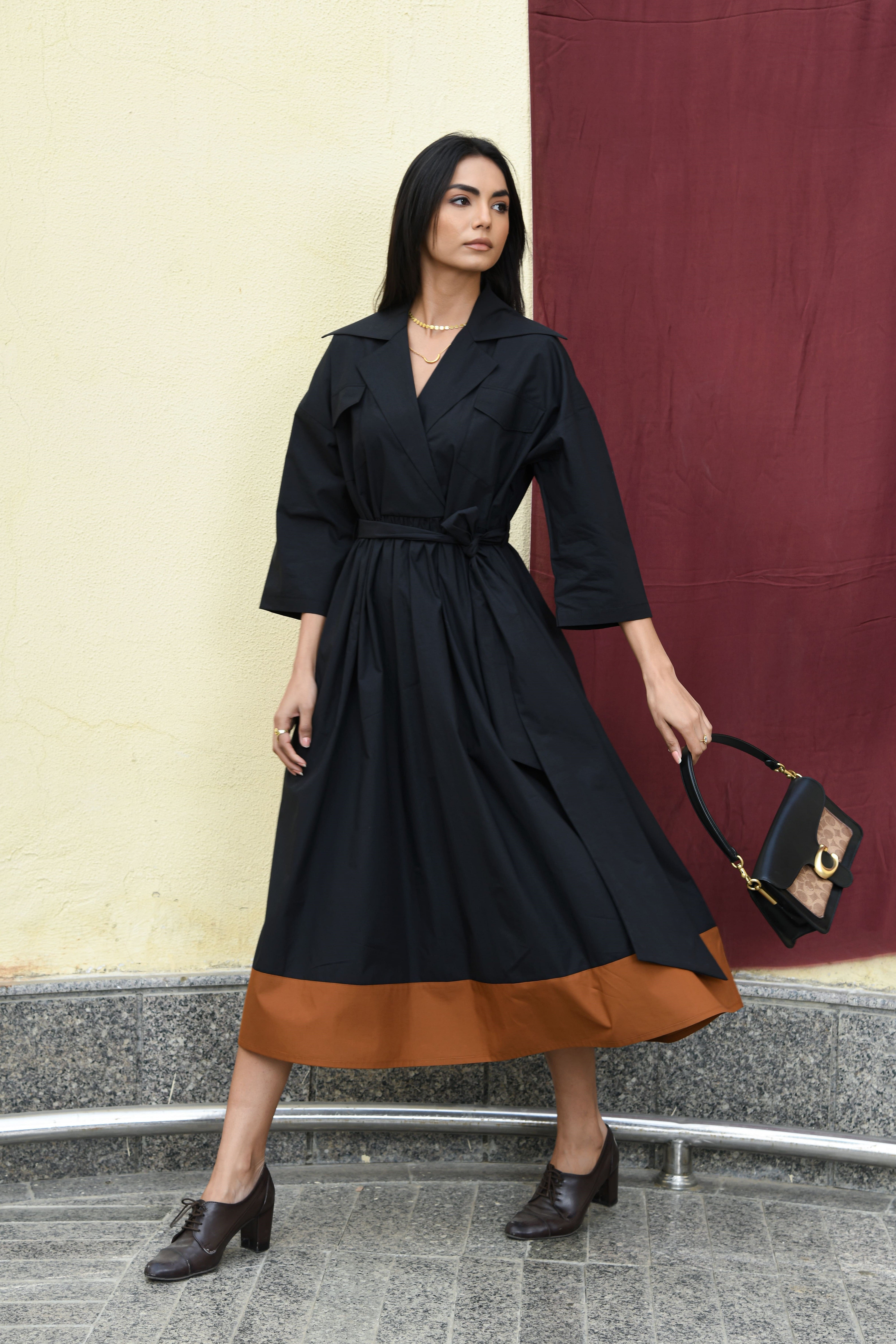 BLACK TRENCH COAT DRESS