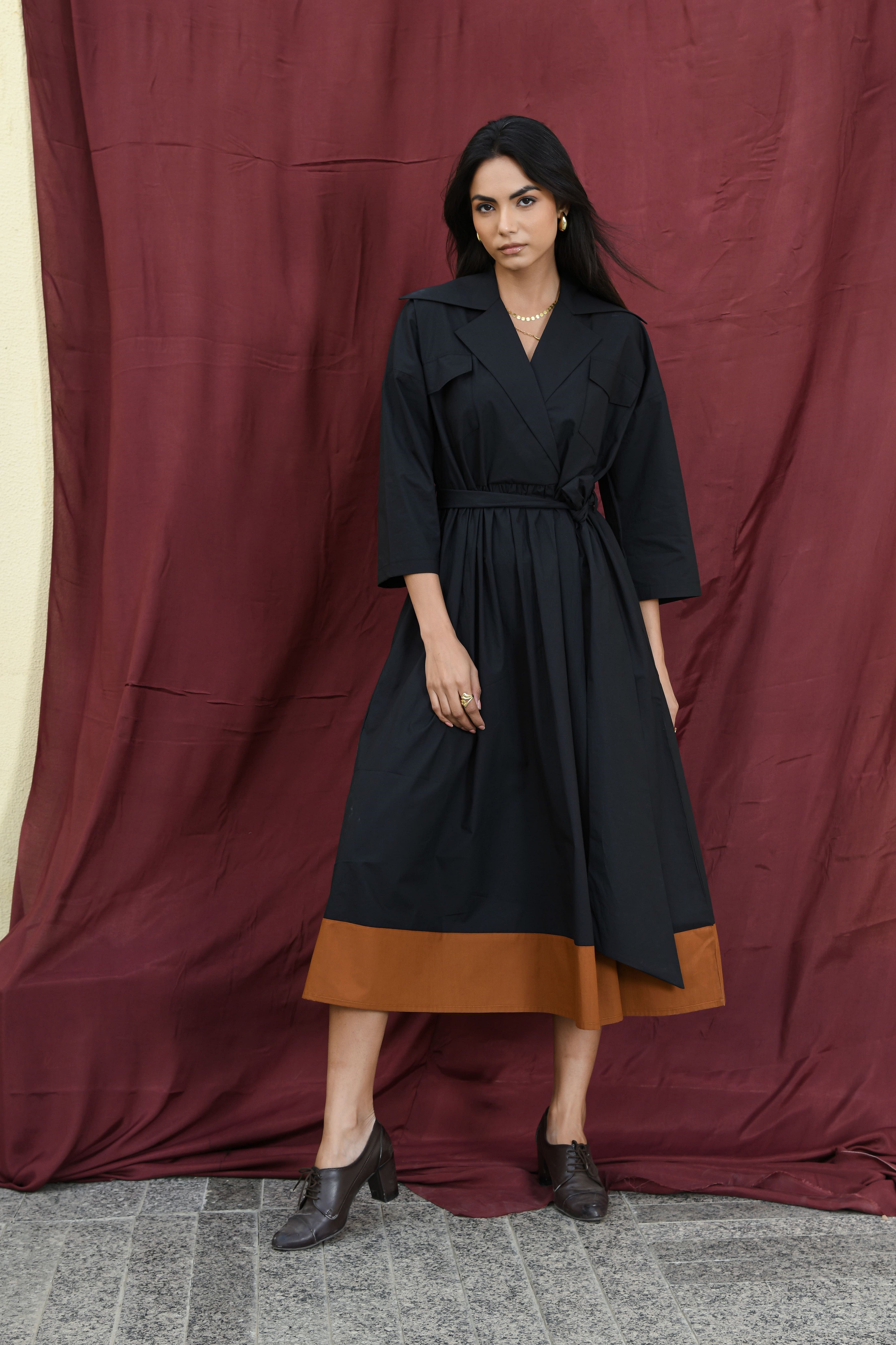 BLACK TRENCH COAT DRESS