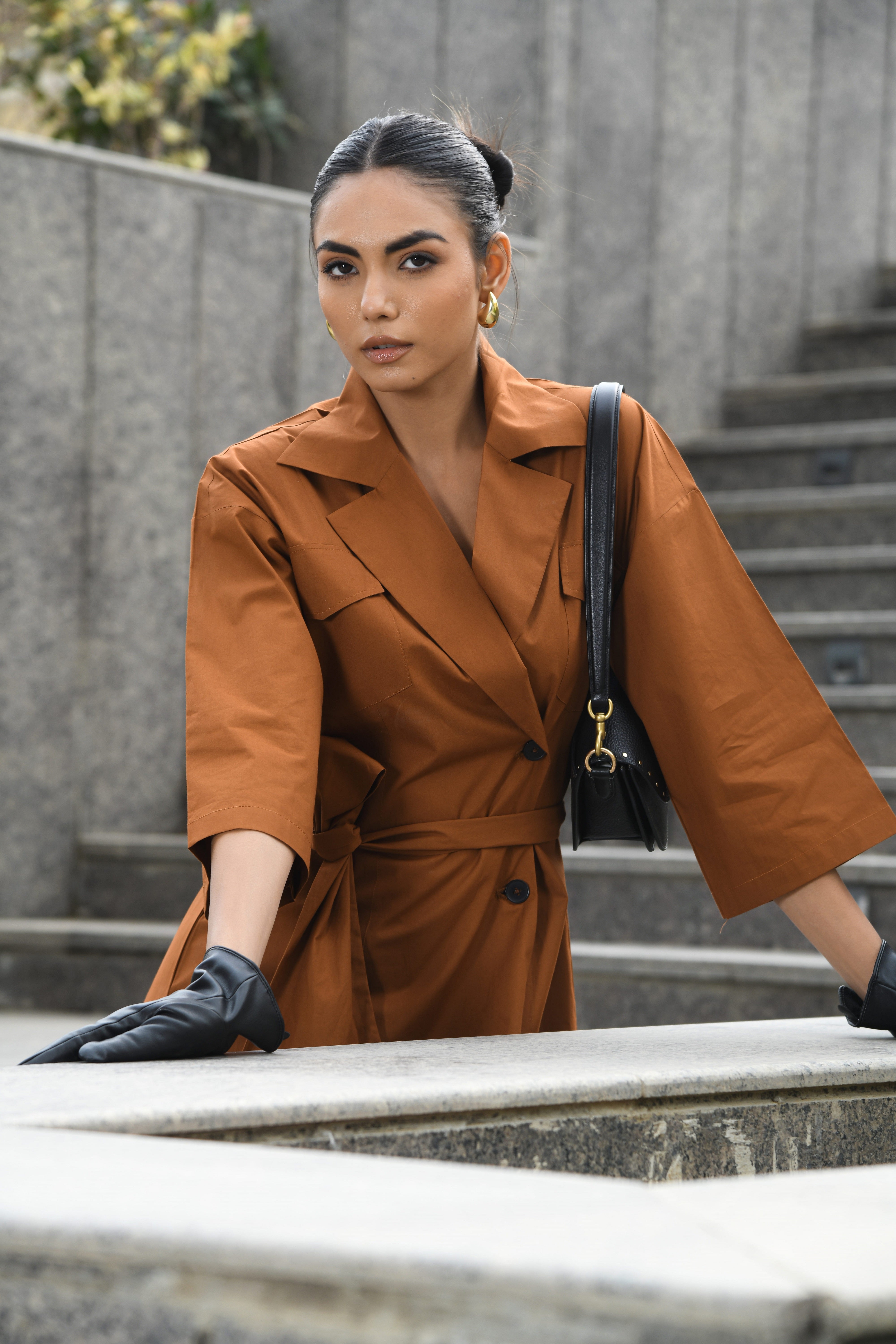 BROWN TRENCH COAT DRESS