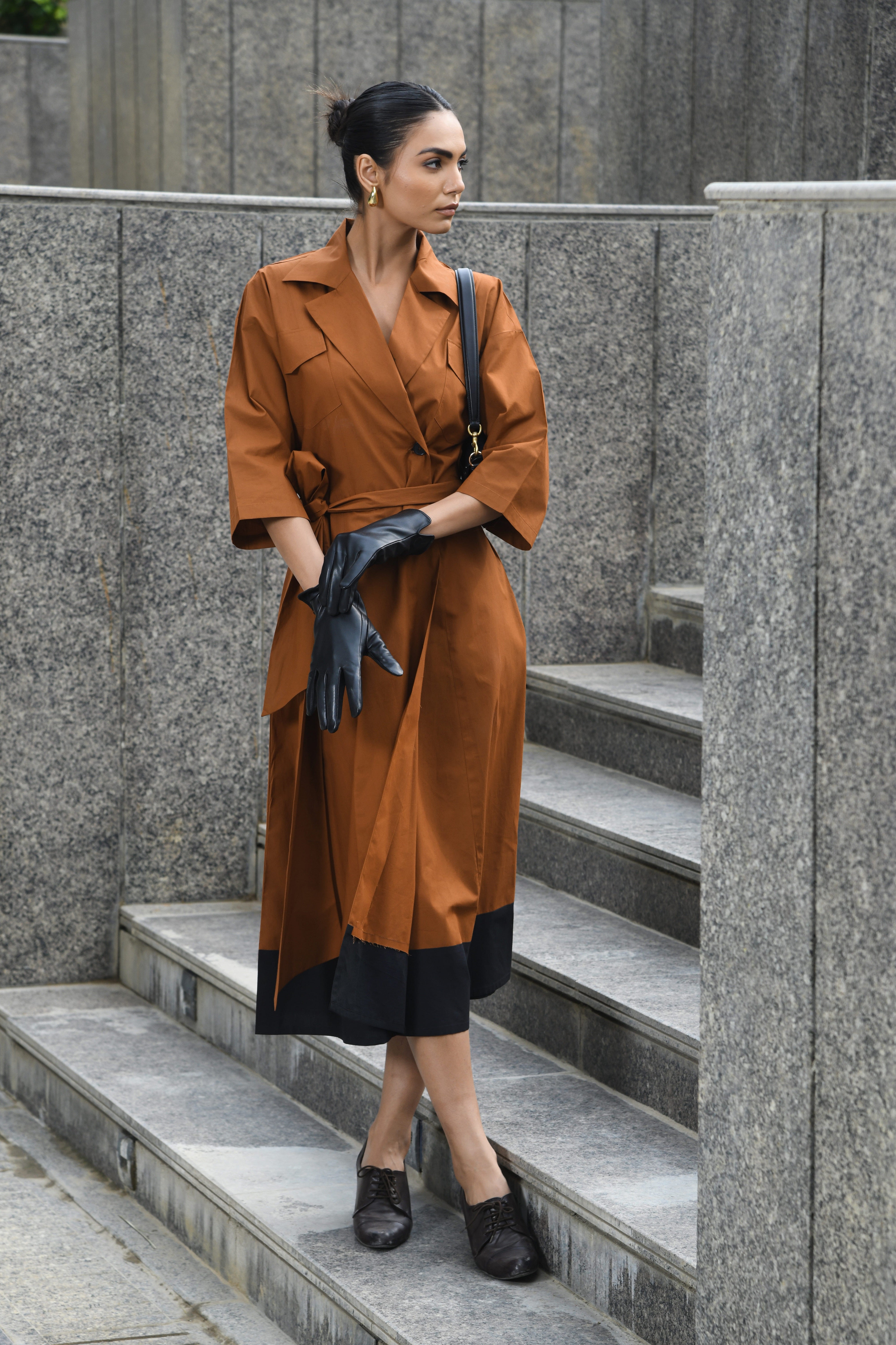 BROWN TRENCH COAT DRESS