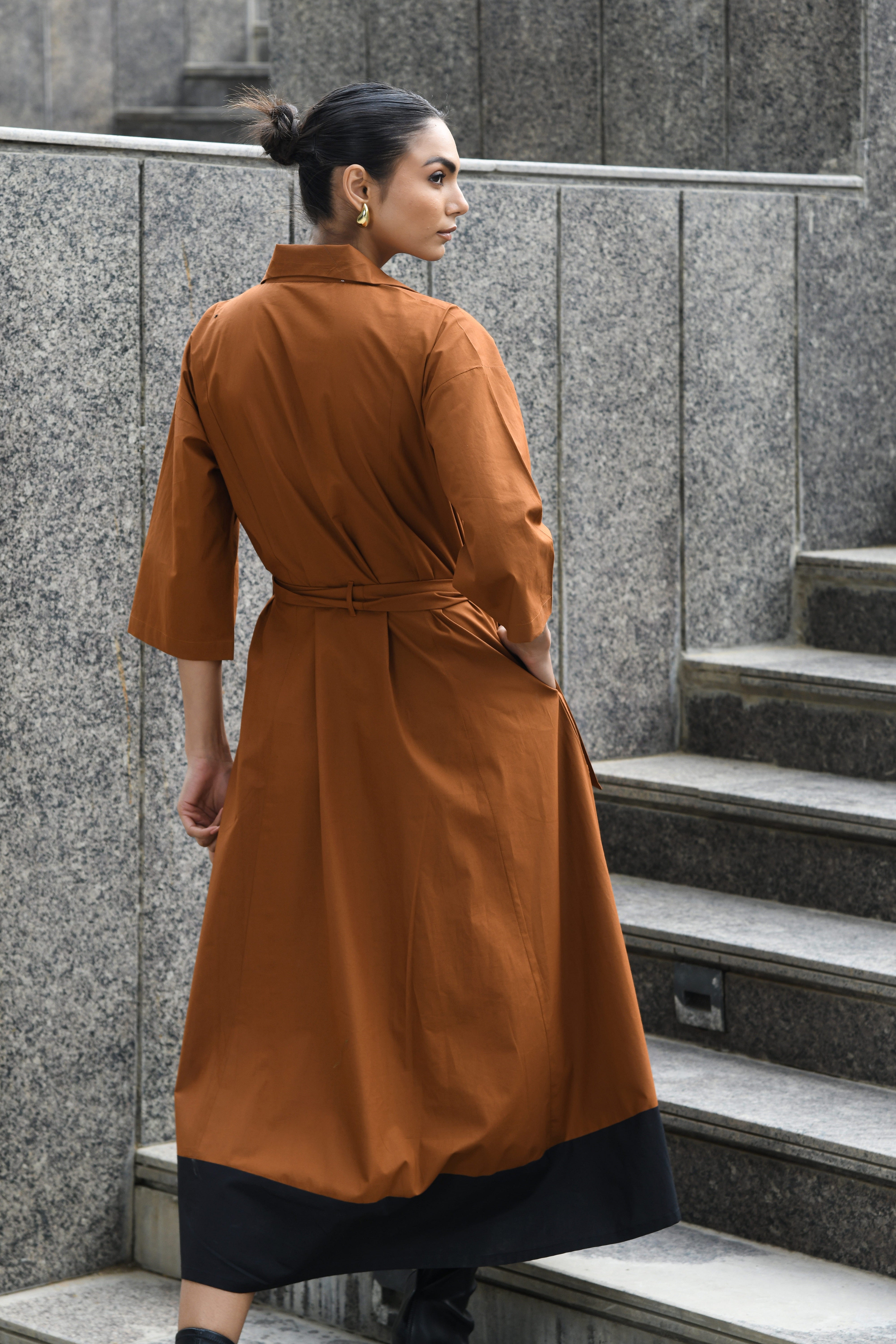 BROWN TRENCH COAT DRESS