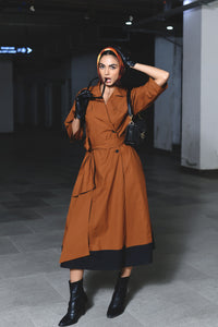 BROWN TRENCH COAT DRESS