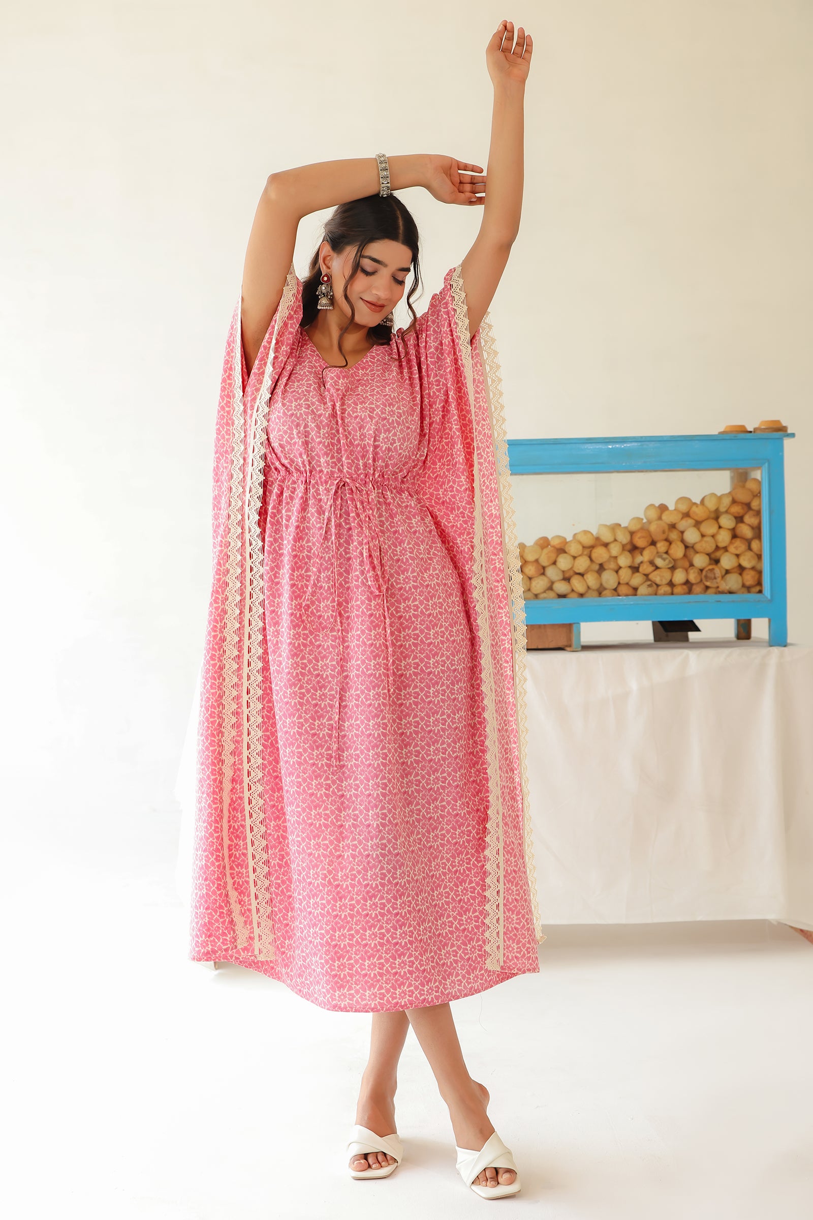 SHEEL PINK COTTON  KAFTAN