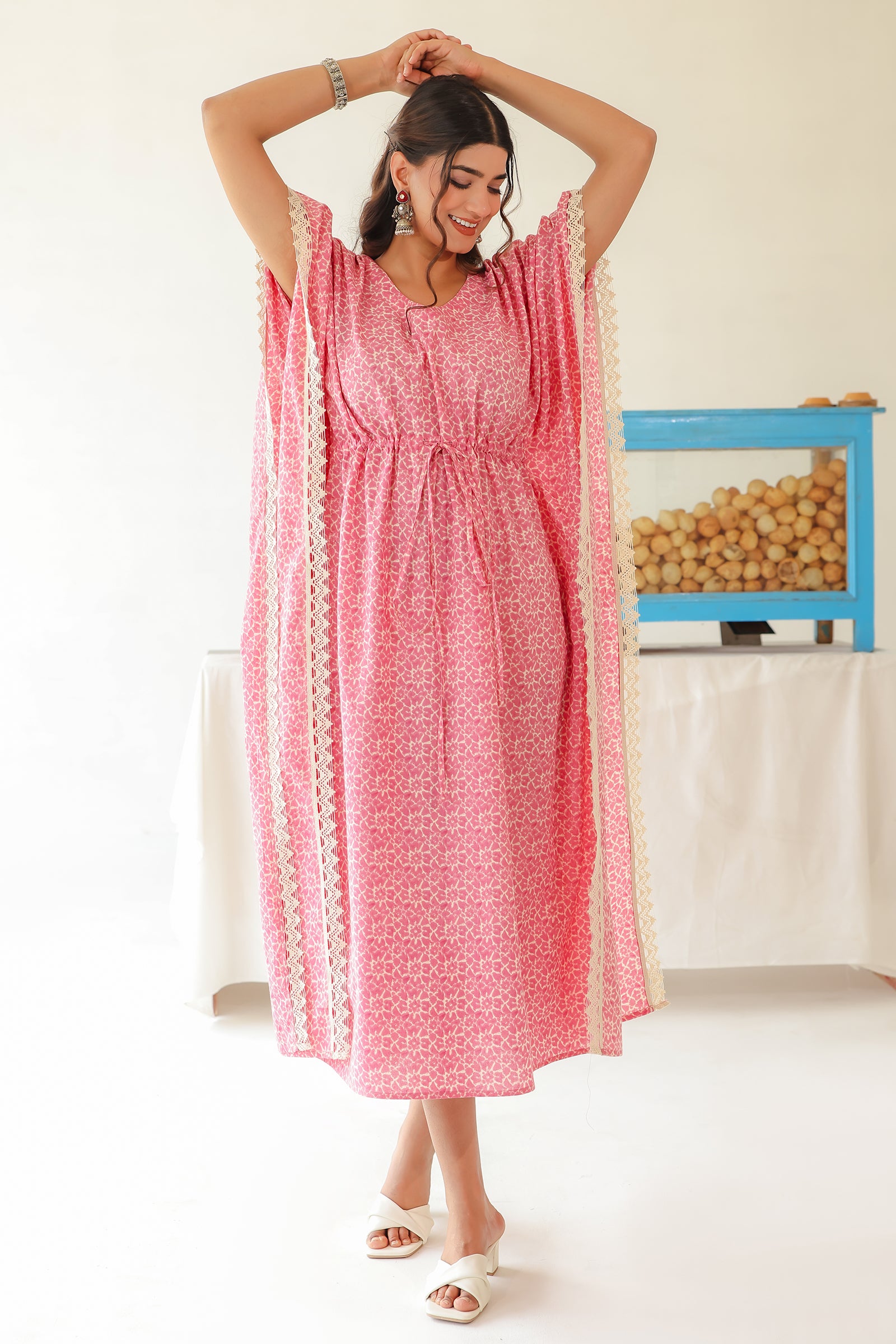 SHEEL PINK COTTON  KAFTAN