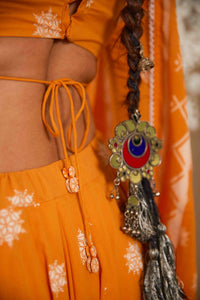 Tatva Orange Cotton Lightweight Lehenga Choli Set