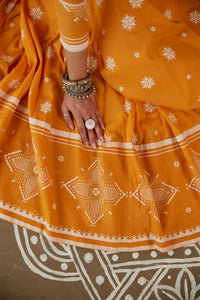 Tatva Orange Cotton Lightweight Lehenga Choli Set