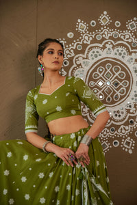 Draup Green Cotton Lightweight Lehenga Choli Set