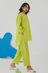 GLOPOP LIME NEON POPLIN SHIRT PANT CO-ORD SET