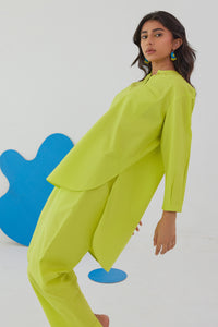 GLOPOP LIME NEON POPLIN SHIRT PANT CO-ORD SET