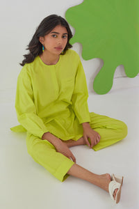 GLOPOP LIME NEON POPLIN SHIRT PANT CO-ORD SET