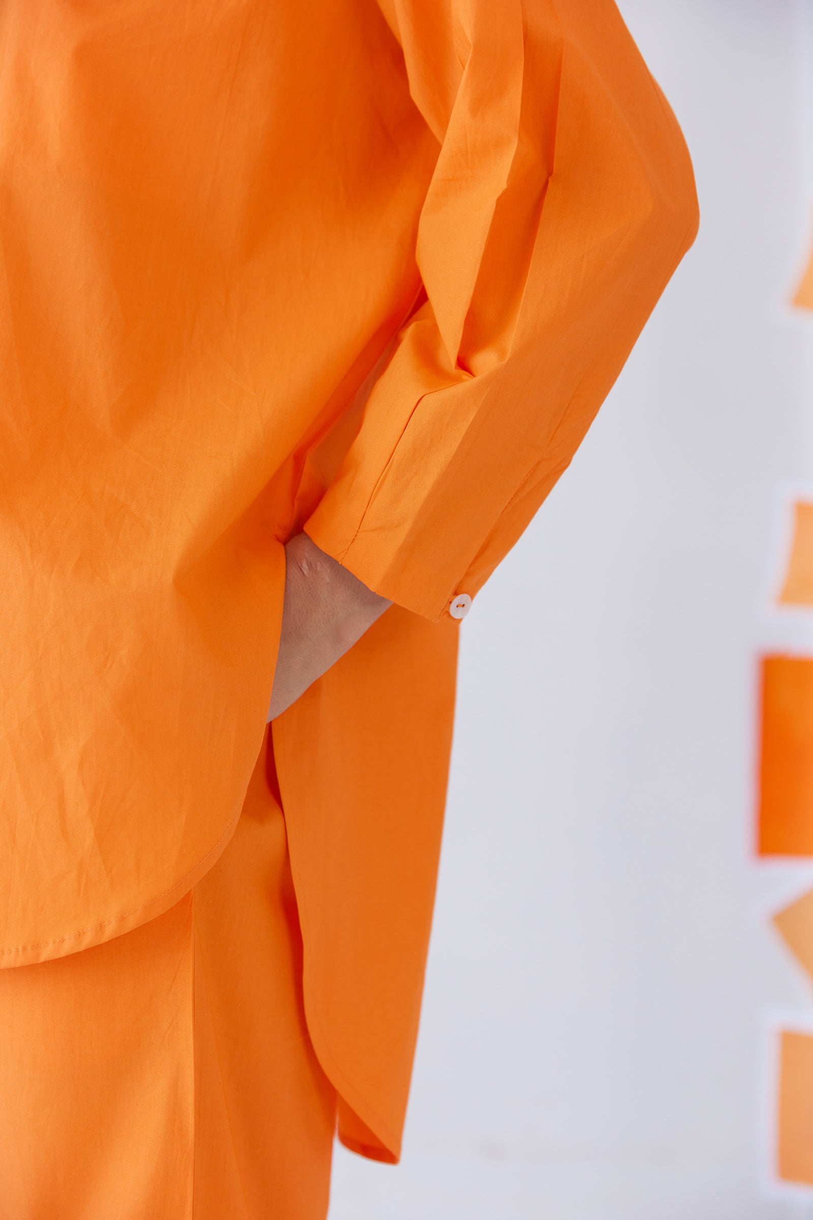 SORBET ORANGE POPLIN SHIRT PANT CO-ORD SET