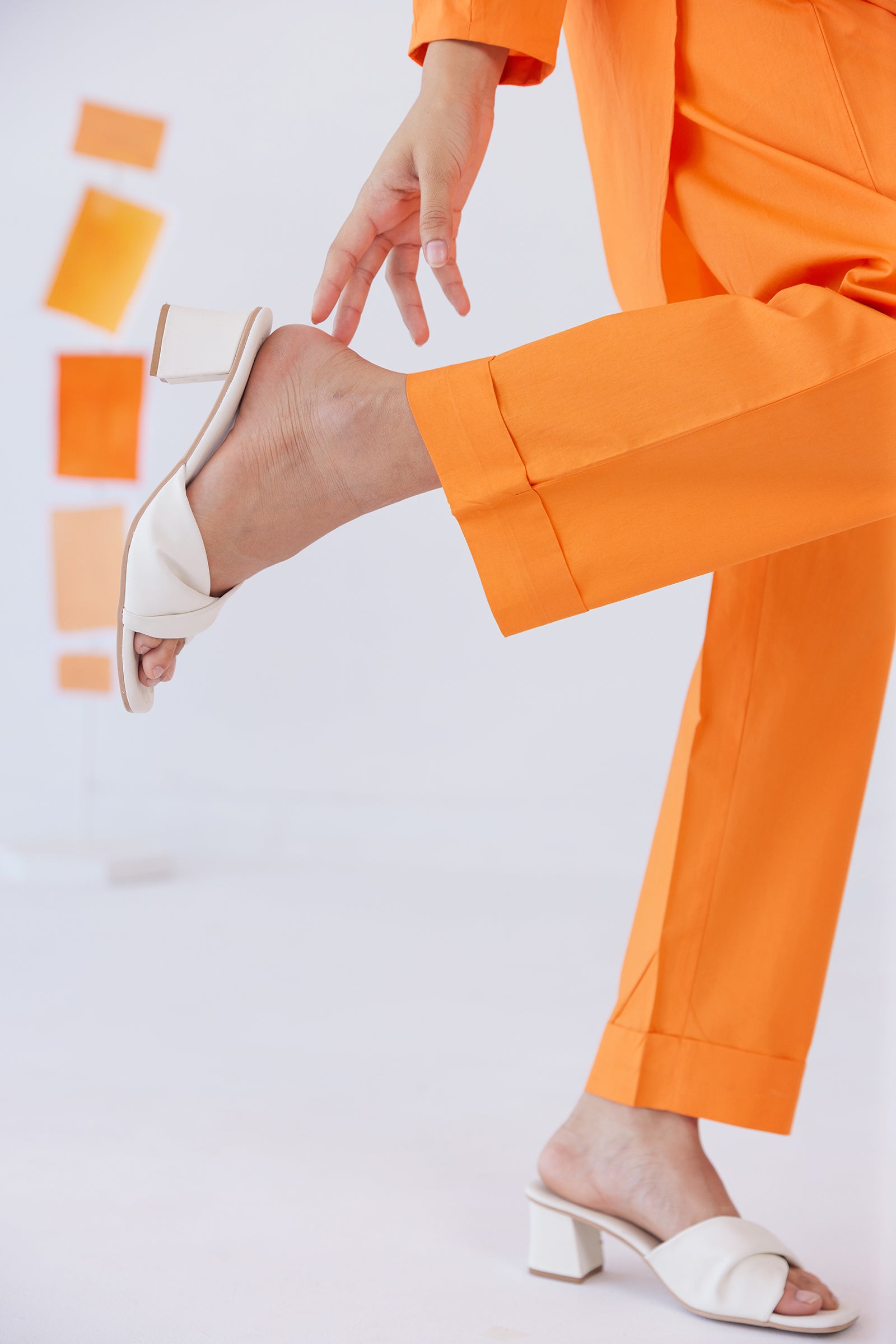 SORBET ORANGE POPLIN SHIRT PANT CO-ORD SET