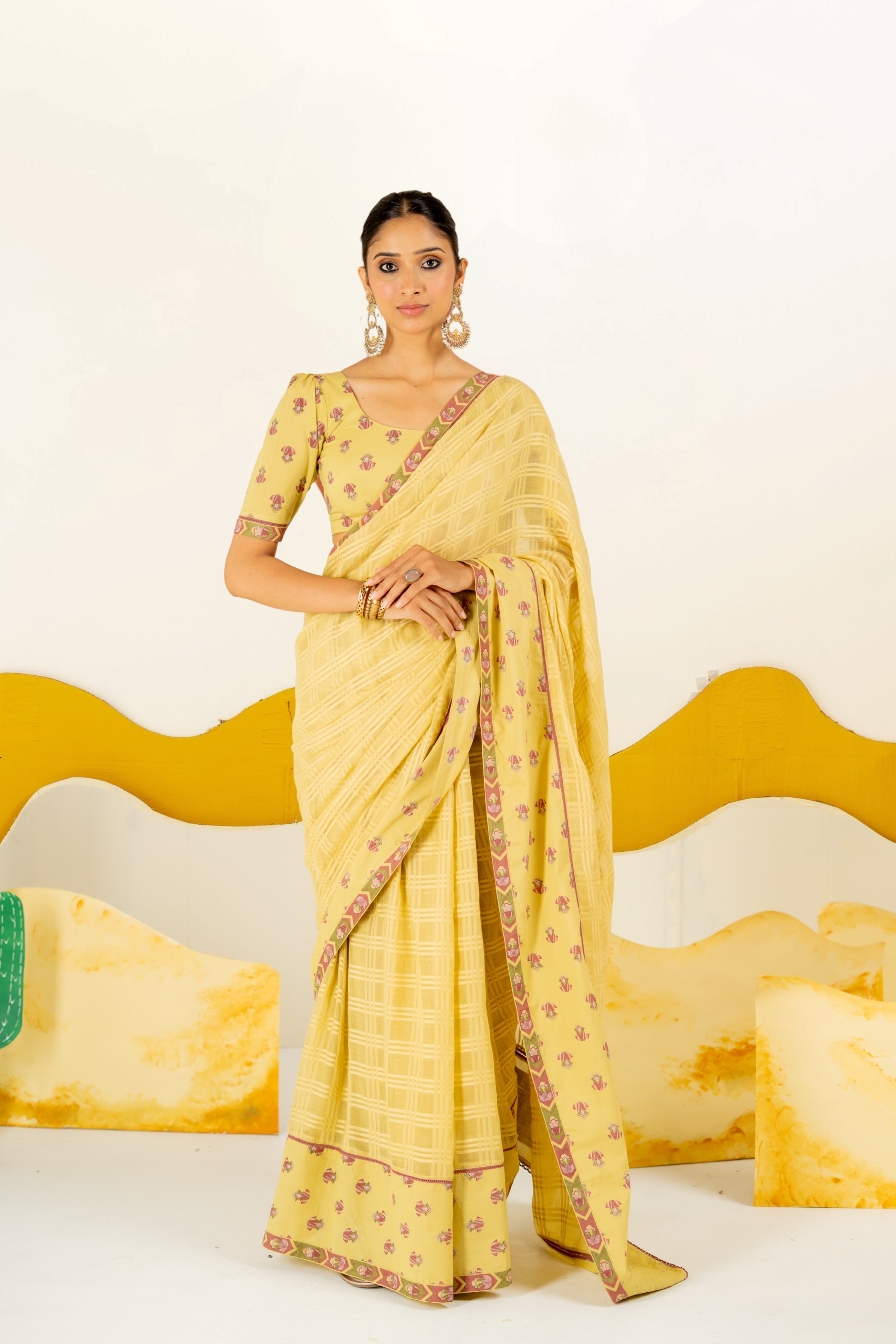 WARM OLIVE VASUNDHARA SAREE WITH UNSTITCHED BLOUSE