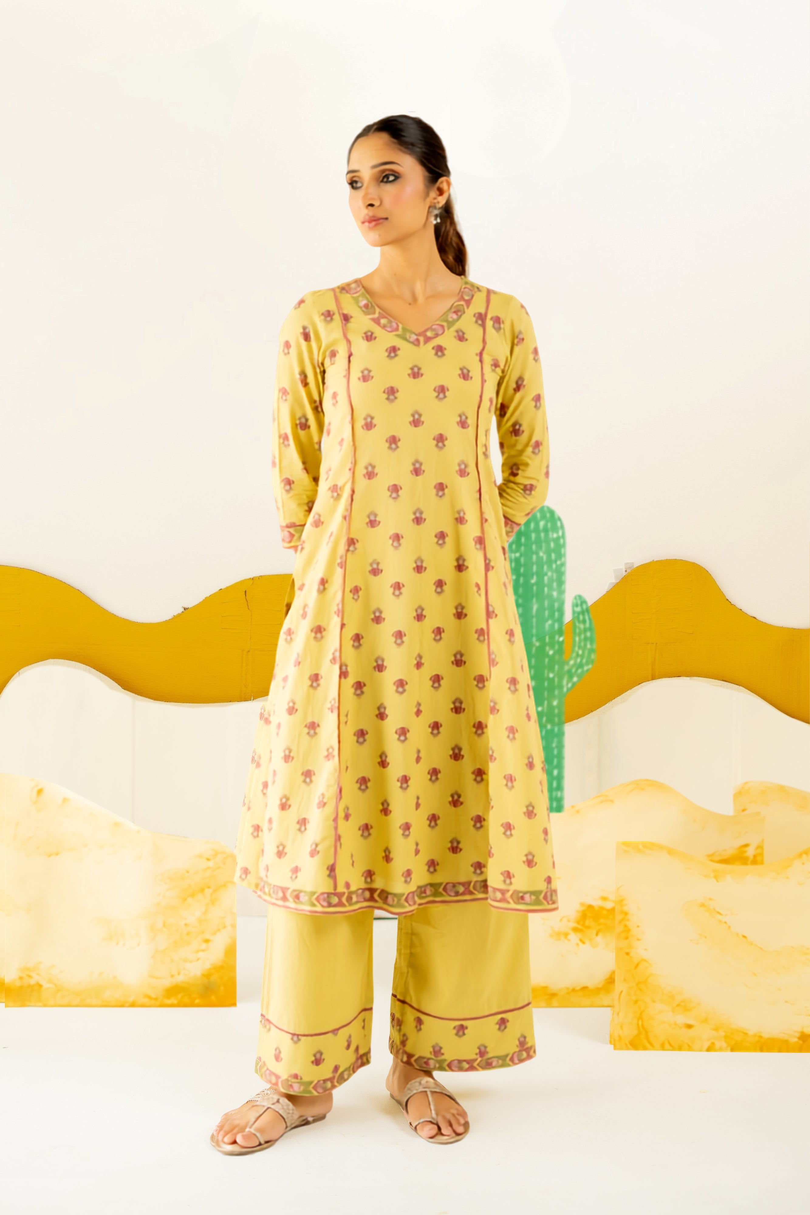 WARM OLIVE  NEERJARA KURTA SET OF 3