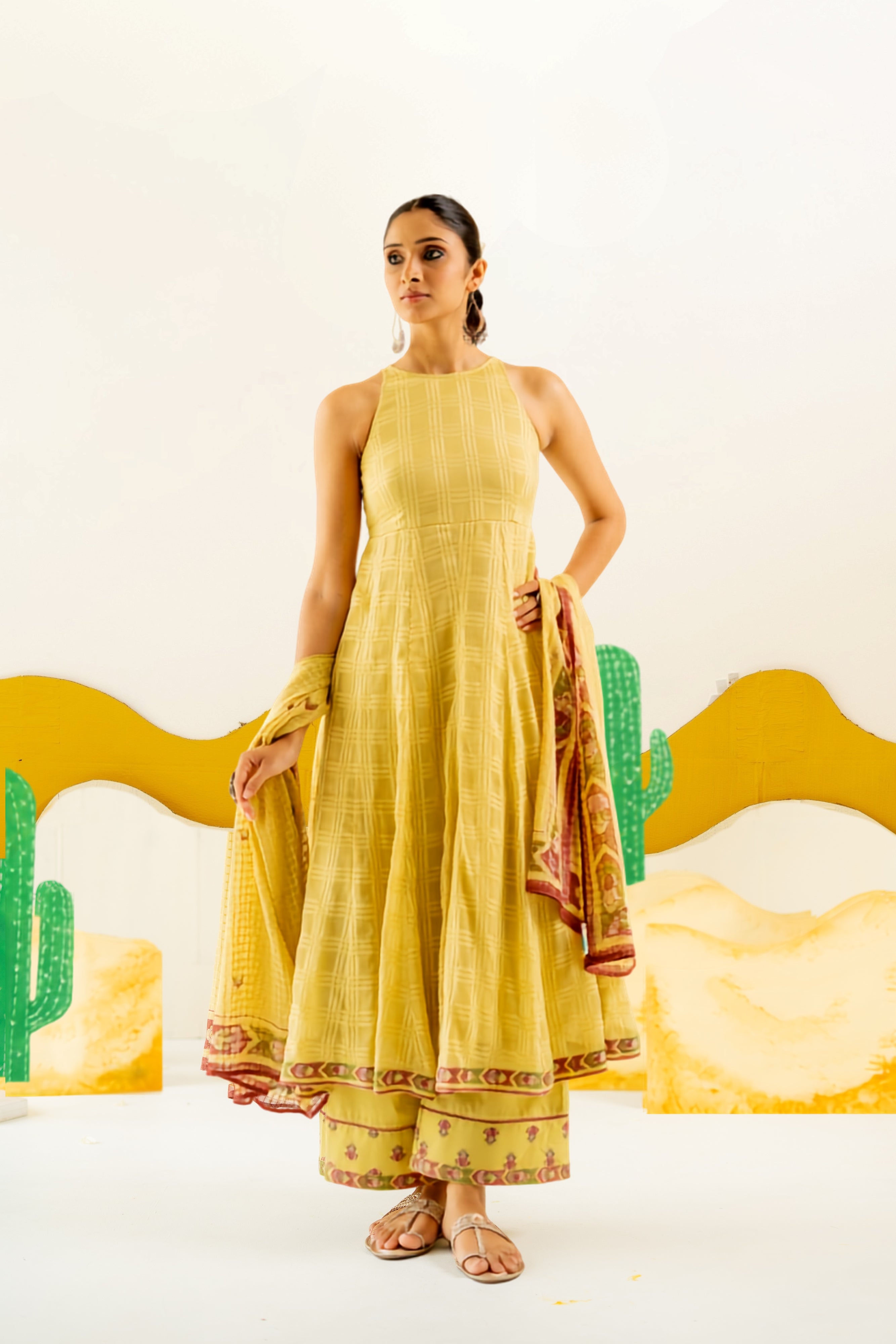 WARM OLIVE MRINALINI ANARKALI SET OF 3