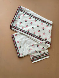 OFF WHITE SAUMYA SAREE WITH UNSTITCHED BLOUSE  PCS