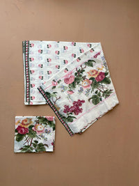 OFF WHITE GULABIYA SAREE WITH UNSTITCHED BLOUSE  PCS