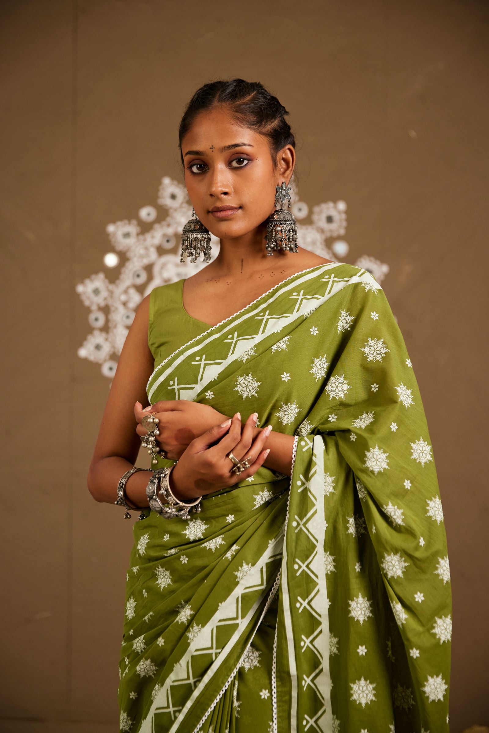 Pushpa Green Cotton Printed Saree