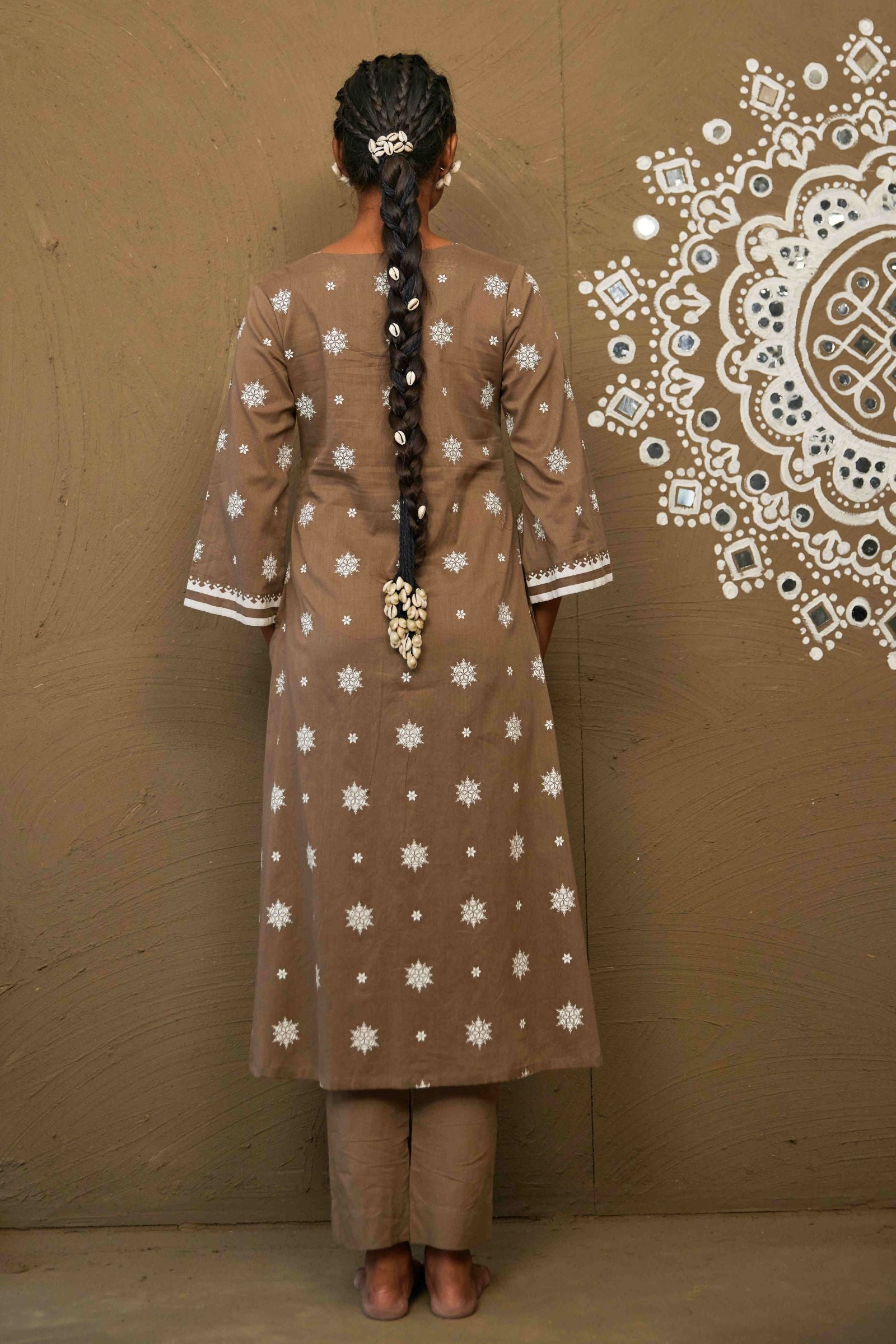 Gerua Brown Mul Cotton Pin Tucks Kurta Set