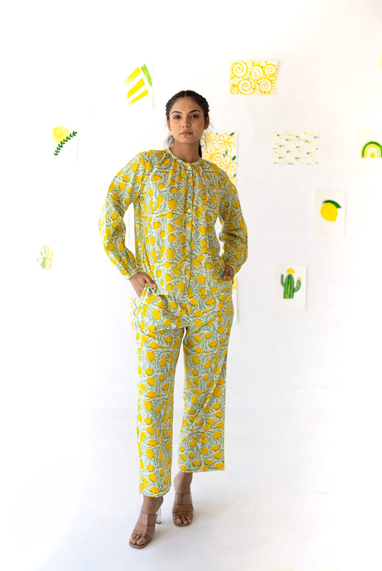 Lemon Button Down Co-Ord Set