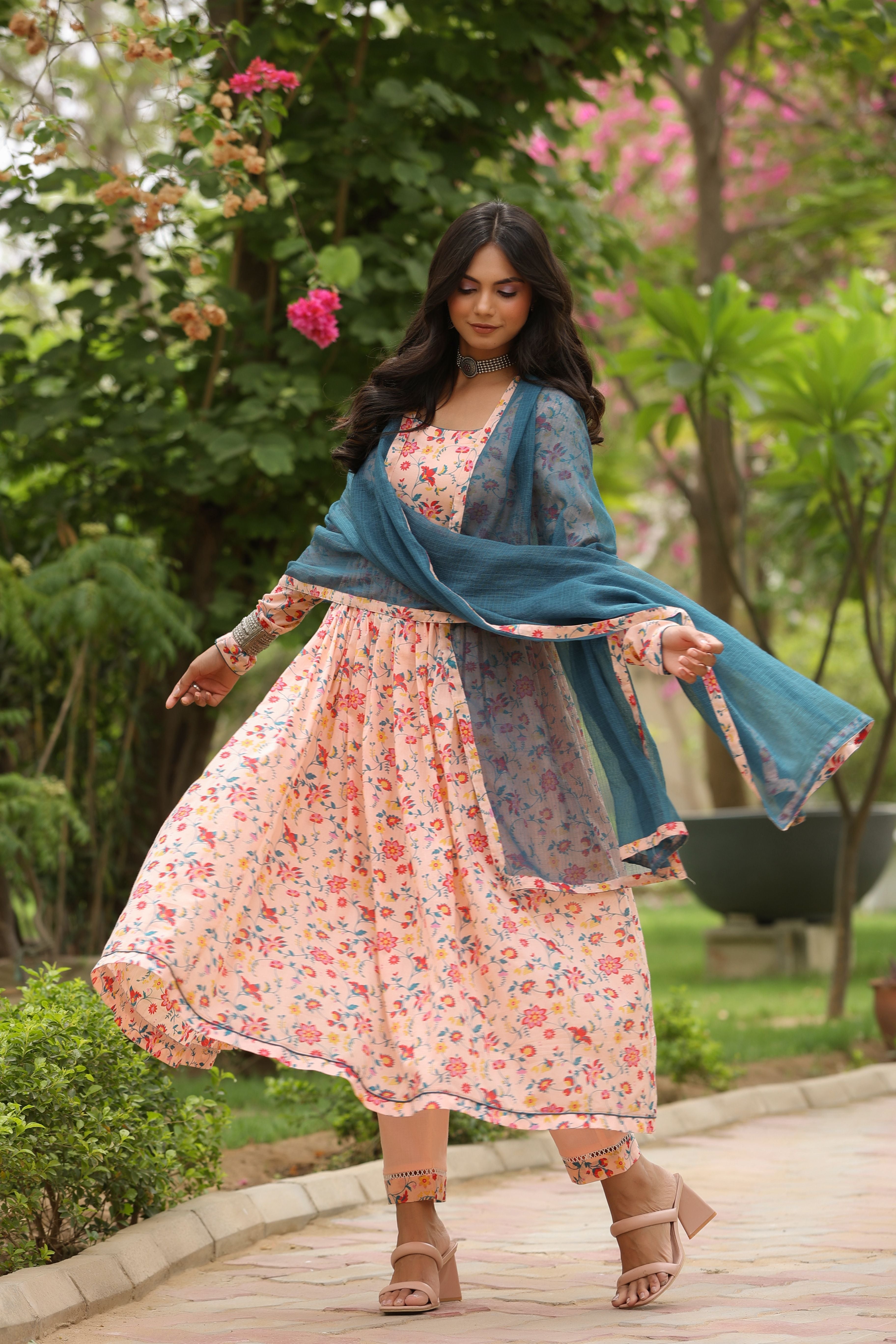 Peach Anarkali Set (RTS)