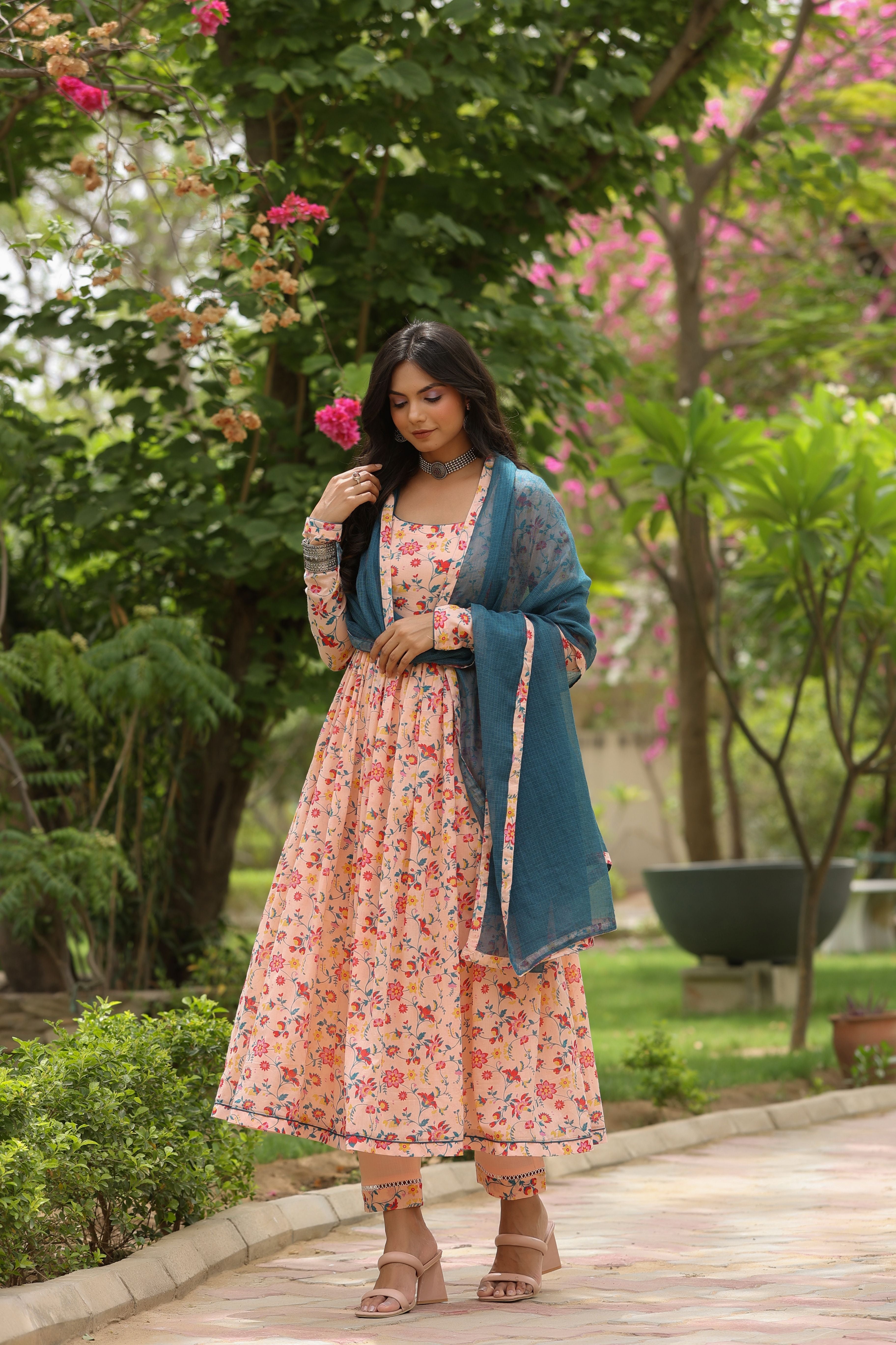 Peach Anarkali Set (RTS)