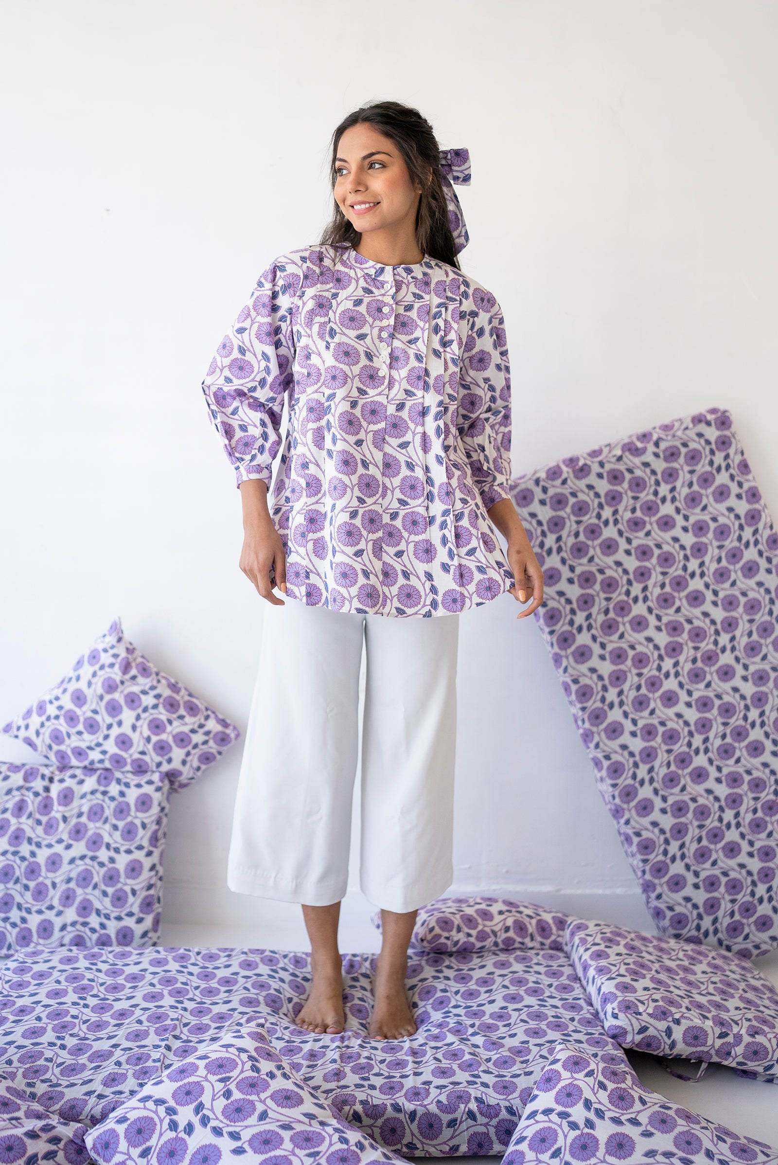 Lavender Pleated Shirt