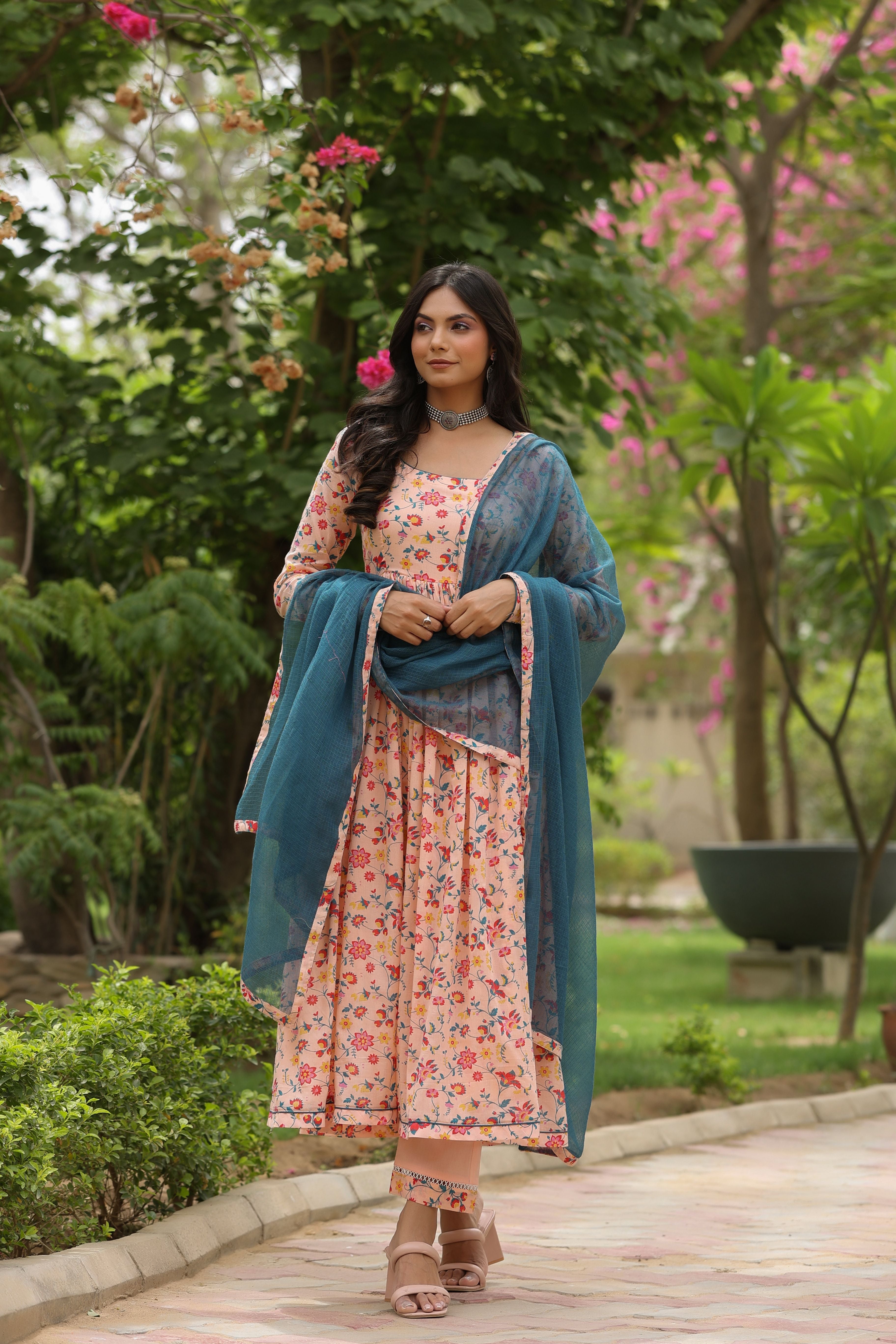 Peach Anarkali Set (RTS)