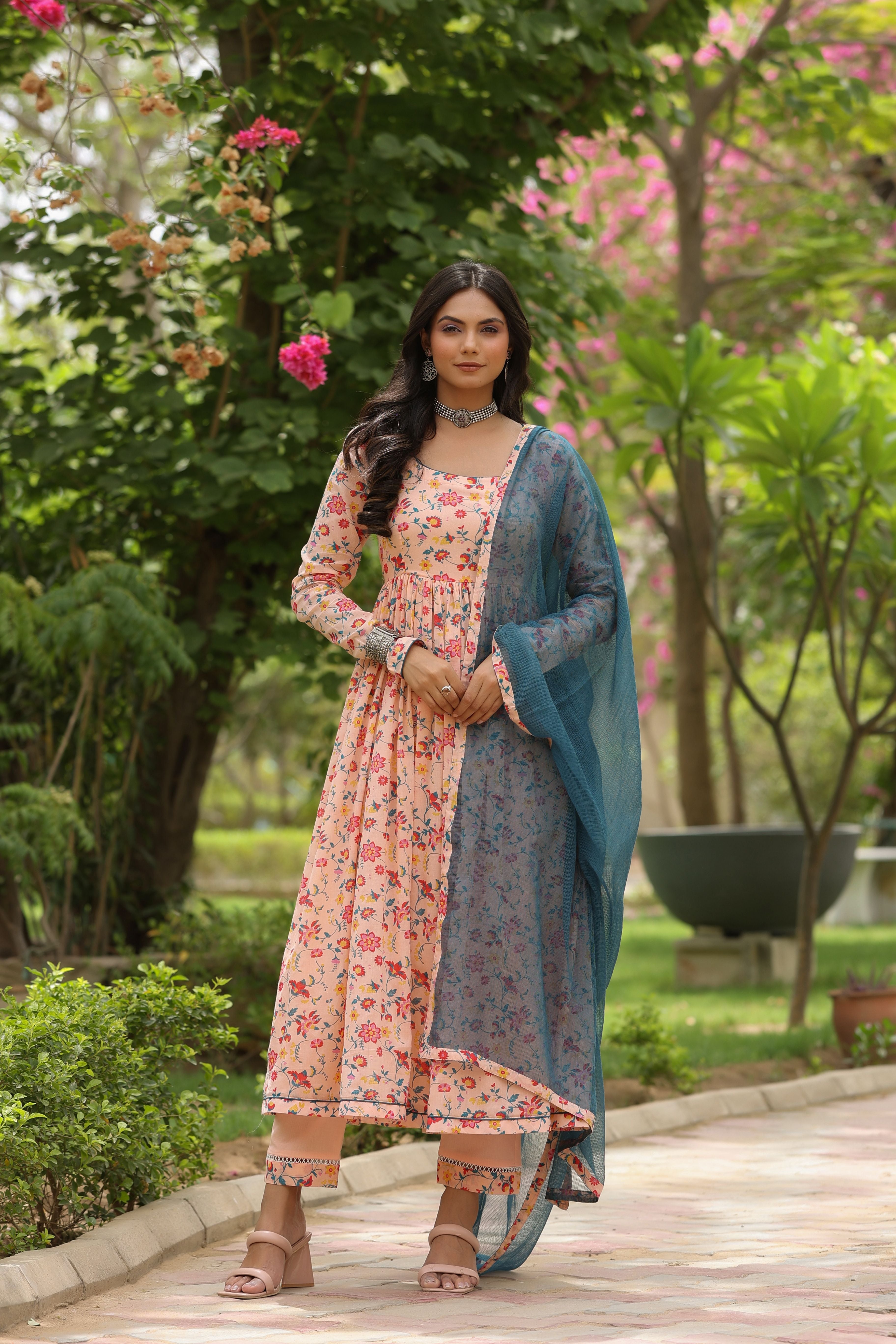 Peach Anarkali Set (RTS)