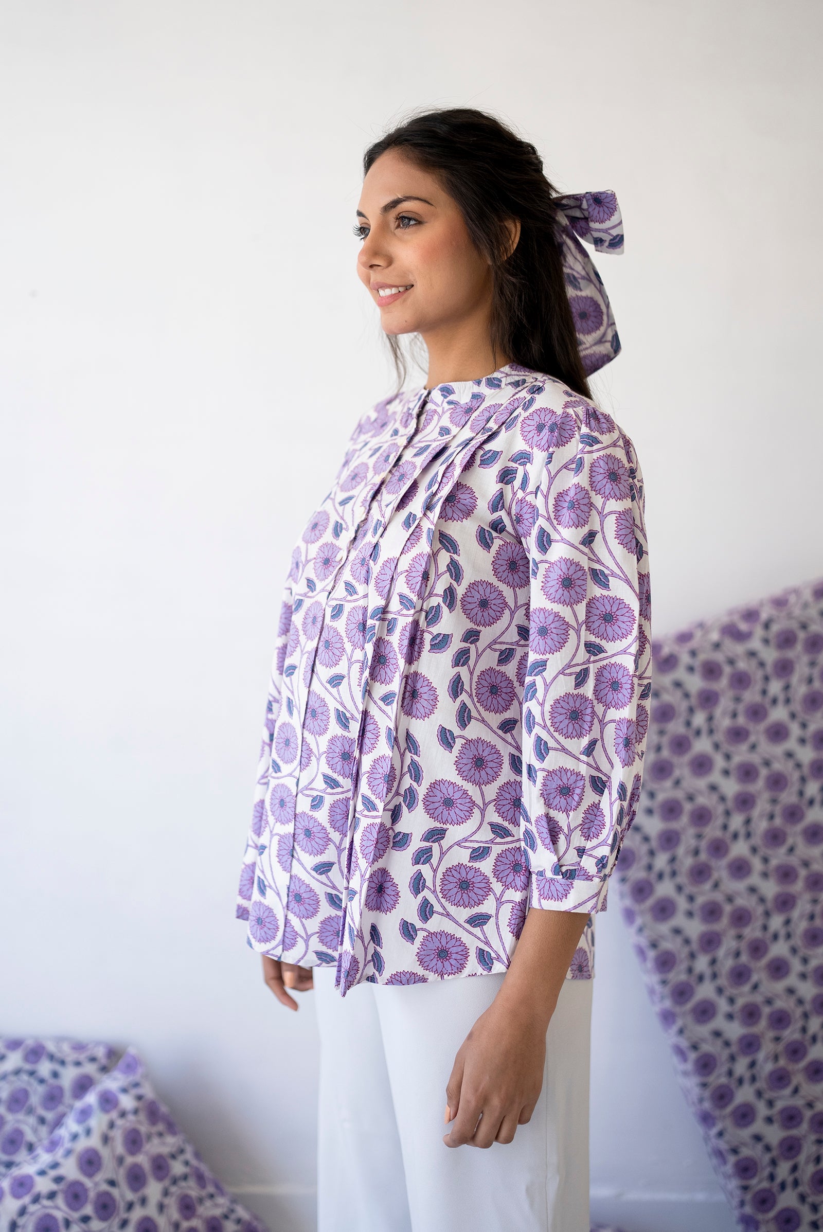 Lavender Pleated Shirt