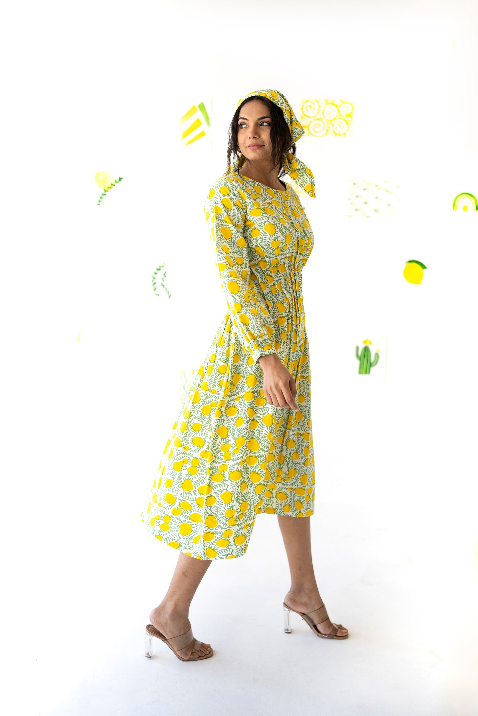 Lemon Pleated Dress