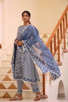  Indigo Straight Suit Set