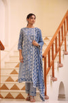 Indigo Straight Suit Set
