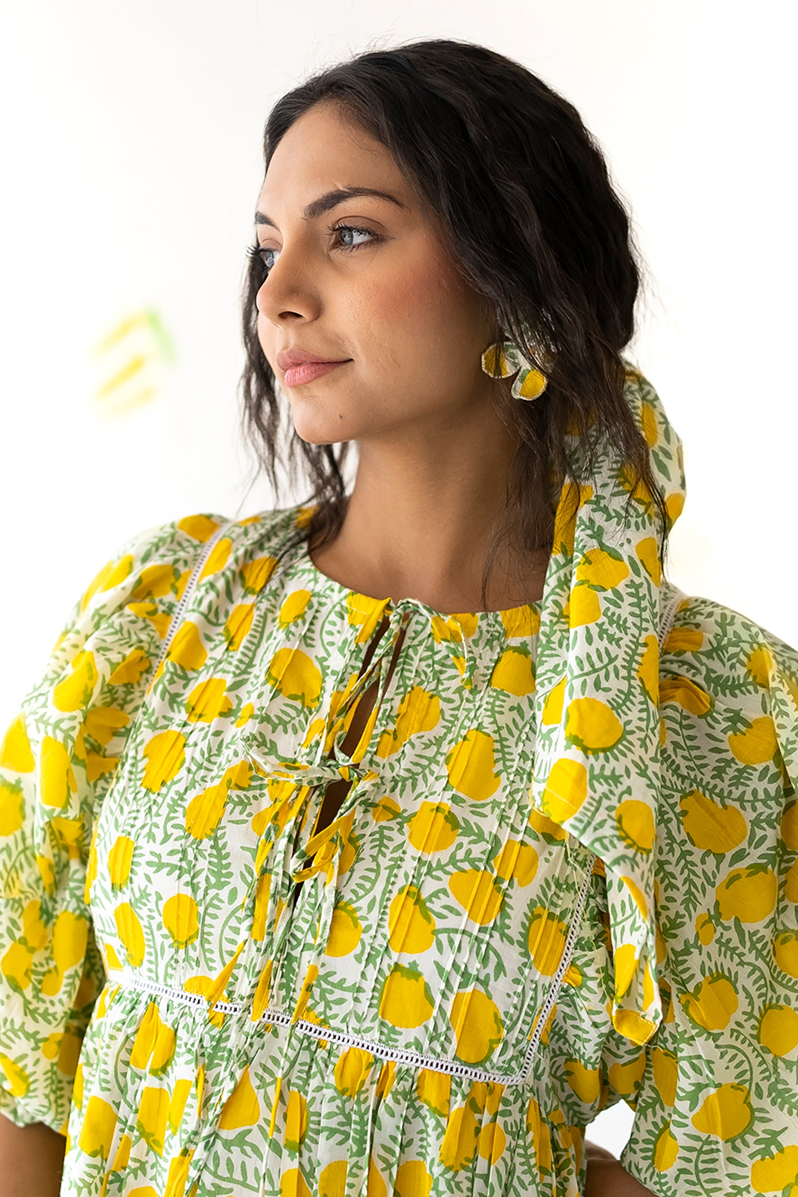 Lemon Dolman Flowy Dress