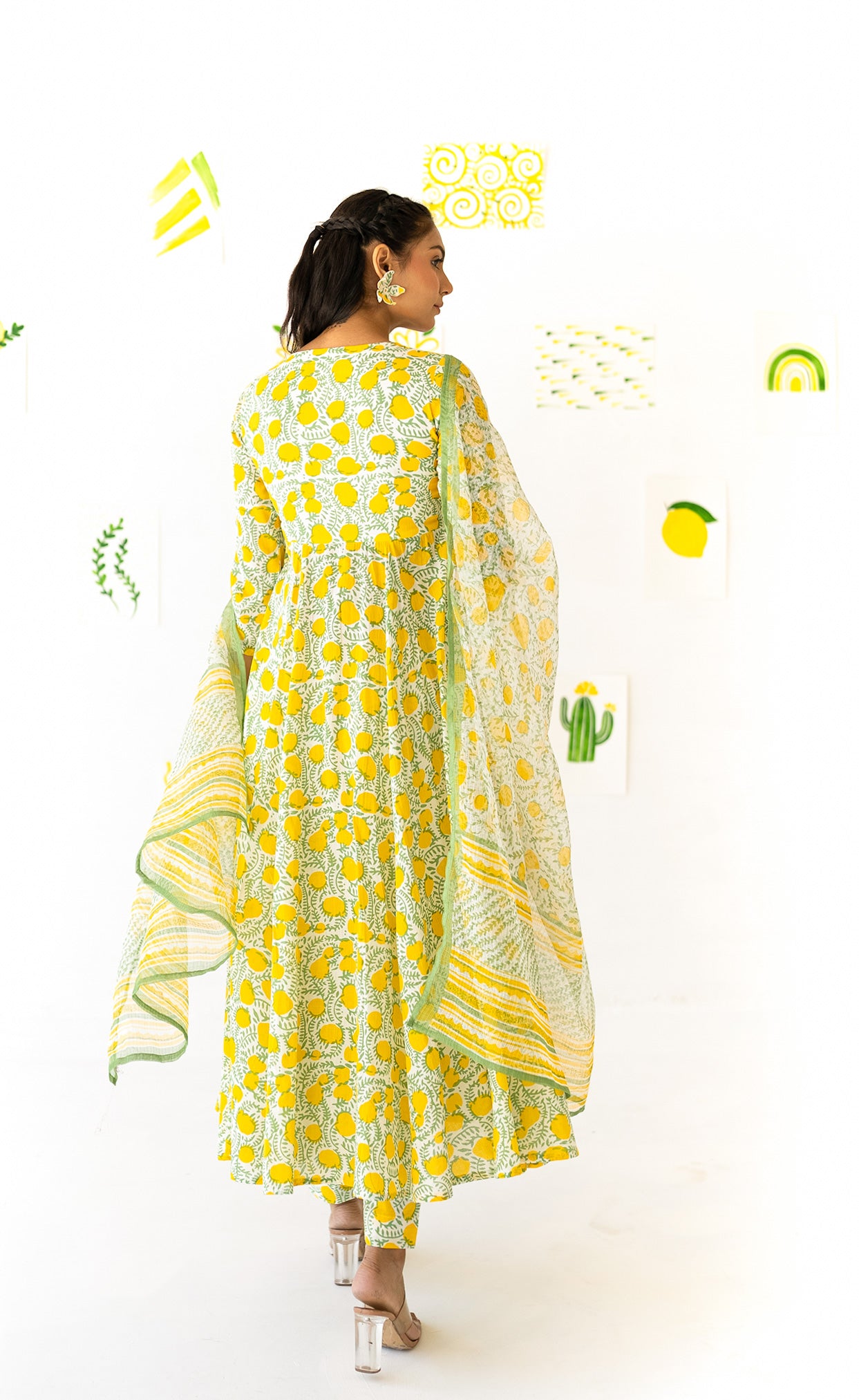 Lemon Printed Anarkali Set