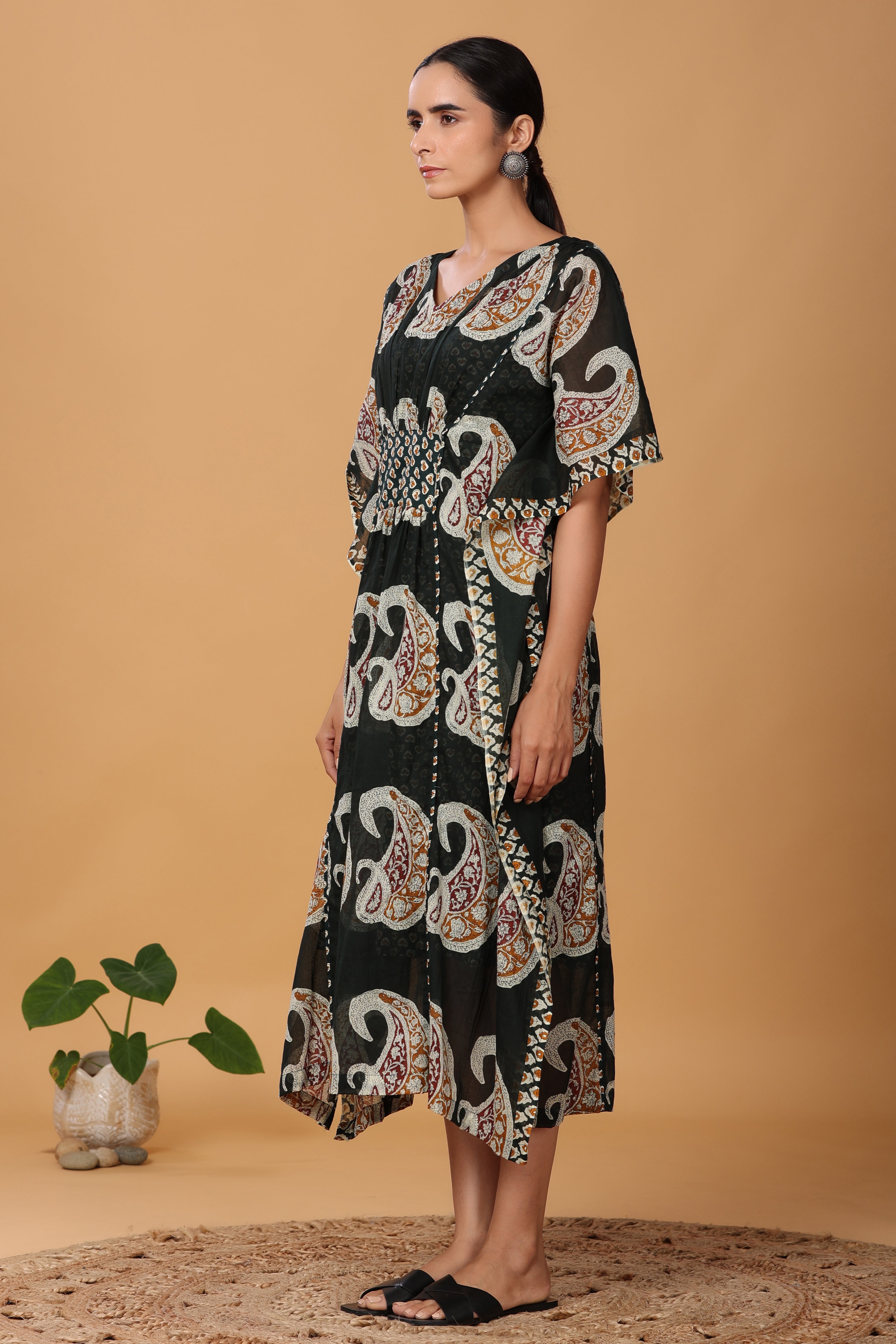 Deep Green Kaftan With Slip